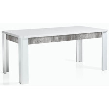 TABLE RALLONGE CESENA BLANC LAQUE ET IMITATION BETON