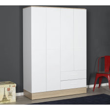 ARMOIRE 4 PORTES ET 2 TIROIRS GRD-842-MB-3 BLANC/CHENE 137x198x52 CM