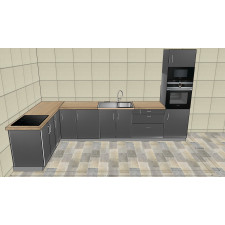 CUISINE D'ANGLE COMPLETE CONRADO 200X380CM MODULABLE