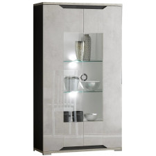 VITRINE MISTRAL 2 PORTES 104X41X185CM GRIS LAQUE