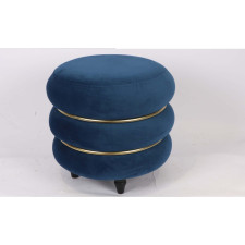 POUF 30013 EN VELOURS 40X40CM BLEU ET DORE
