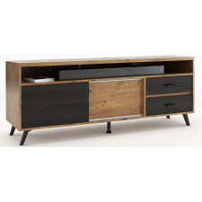 TABLE TV KEWIN 164X61.5X45CM BOIS BRUT GRIS ANTHRACITE