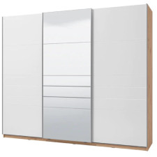 ARMOIRE COULISSANTE MONDEGO 170X66X225CM AVEC MIROIR BLANCHE