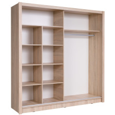 ARMOIRE COULISSANTE AVEC MIROIR BAKU 215X62X215CM EFFET CHENE