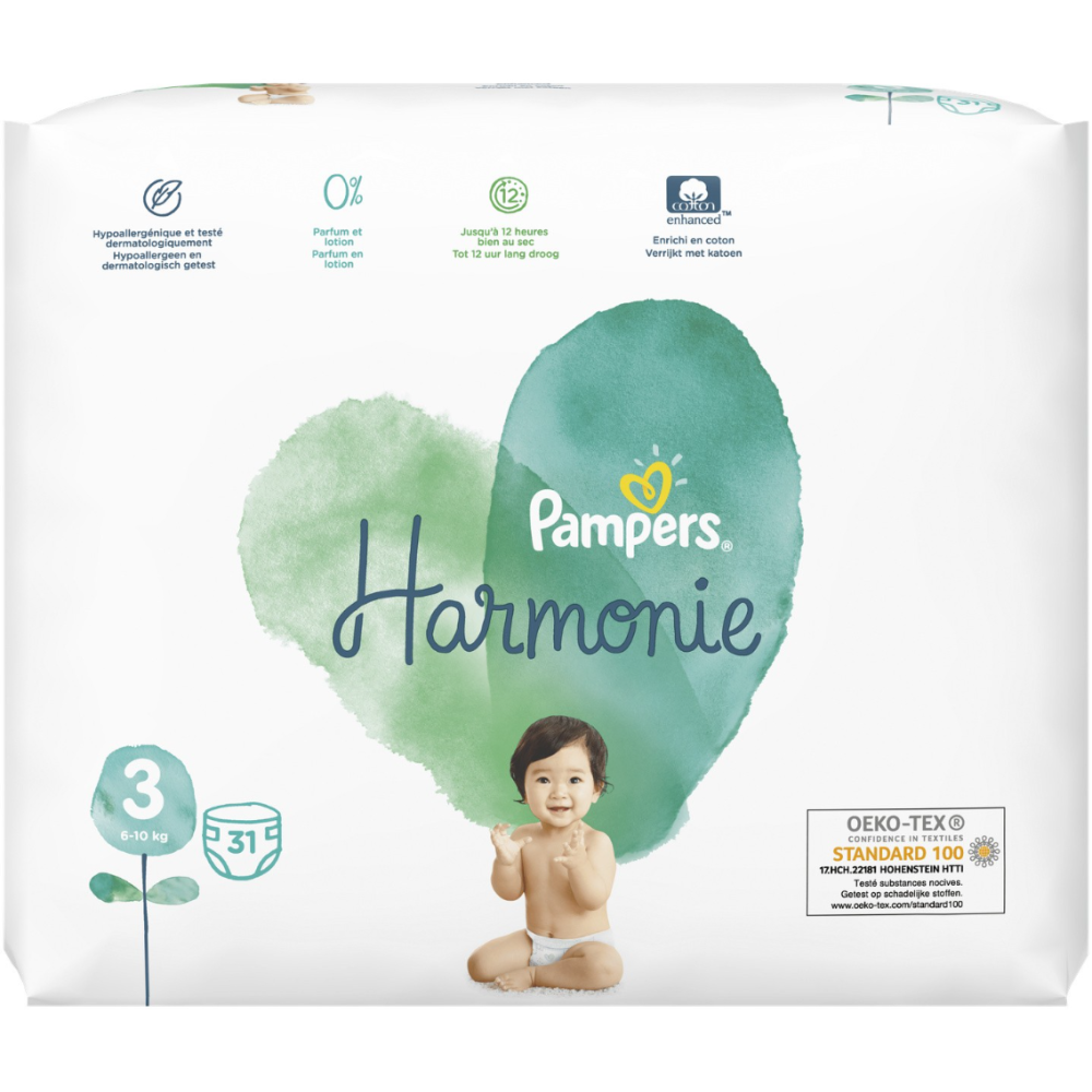Pampers Couches Harmonie Taille 4 9 - 14 Kg, 66 Unités : : Bébé et  Puériculture