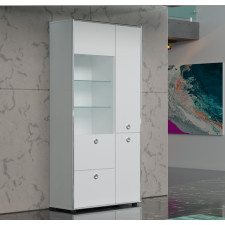 VITRINE INFINITY 95X37X192CM BLANC LAQUEE