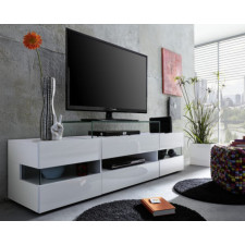 MEUBLE TV SONIC 169X43X43.5CM BLANC LAQUEE
