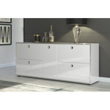 BUFFET INFINITY 220X42X60CM BLANC LAQUE CHROME