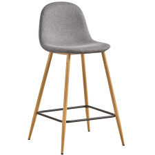 CHAISE BAR 318-2 TISSU GRIS ET PIEDS EN BOIS