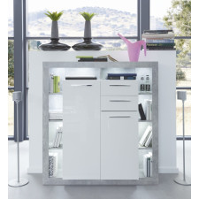 BUFFET HAUT ROCK 121X40X128CM BLANC GRIS BETON