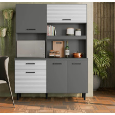 ARMOIRE CUISINE ATHENA 5 PTES 1 TIR 140X190CM GRISE- 2951-240-1