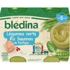 PETIT POT BLEDINA LEGUMES VERTS RIZ SAUMON DU PACIFIQUE 400G DES 6 MOIS