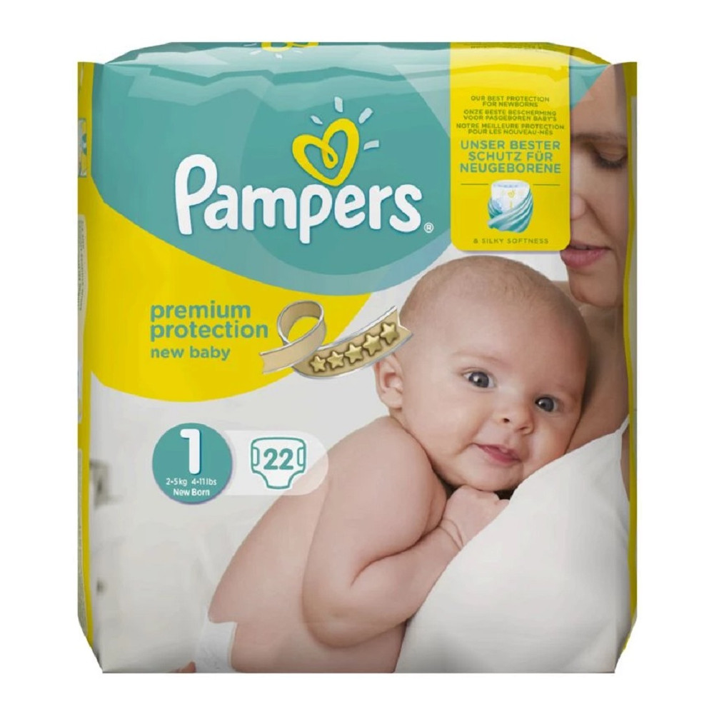 Pampers Couches Harmonie Taille 1 (2-5 kg), 180 Couches Bébé, Pack