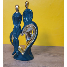 DECO COUPLE ROMANTIQUE CERAMIQUE 054 18X26CM BLEU DORE