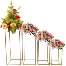 VASES DORES CENTRE DE TABLE EN PANNEAU METALLIQUE X4