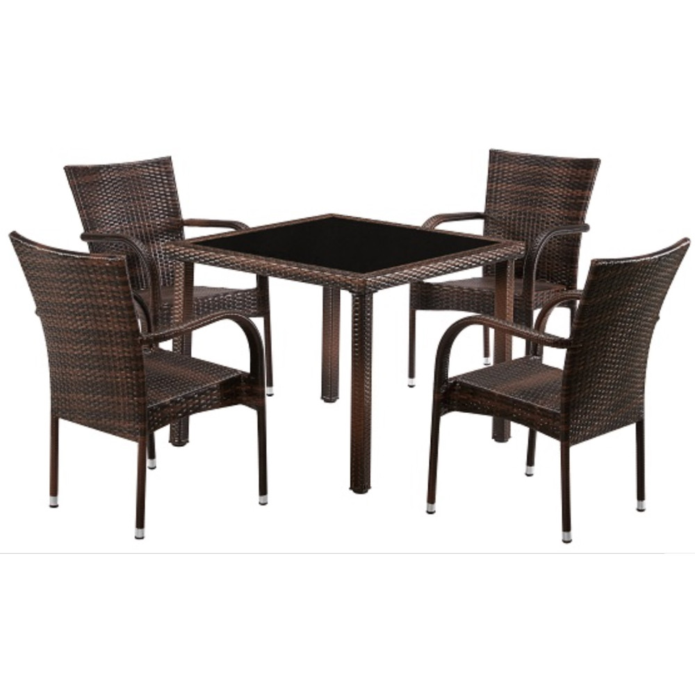 ENSEMBLE table repas + 6 chaises coloris marron foncé
