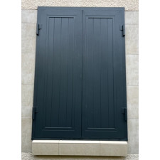 VOLET FENETRE 150X105 ALU PLEIN 2 BATTANTS GRIS