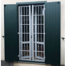 VOLET PORTE ALU PLEIN 150X215 2 VANTAUX GRIS