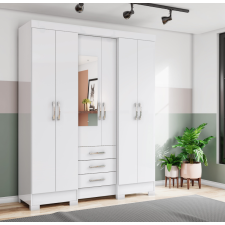 ARMOIRE B23-10 6 PORTES ET 3 TIROIRS AVEC MIROIR BLANC