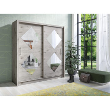 ARMOIRE BORA COULISSANTE 205X215X62 EFFET BOIS GRIS