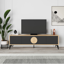 MEUBLE TV VAE 4 PORTES 180CM CHENE SILKY NOIR