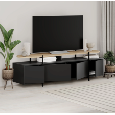 MEUBLE TV HINOA 4 PORTES CHENE SILKY NOIR