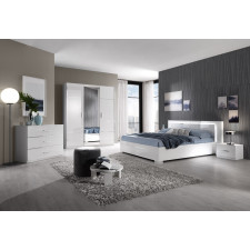 CHAMBRE A COUCHER COMPLETE GLOSSY 160X200CM BLANC LAQUE