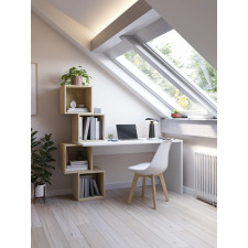 BUREAU CUBIK 153X60X143CM BLANC CHENE