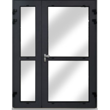 PORTE ALU 2 BATTEMENTS  VIT L150XH215 6MM BLANCHE