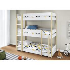 LIT SUPERPOSE TRIPLE EN PIN 16672 BLANC 200x108x197CM