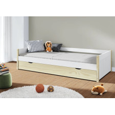 LIT GIGOGNE BOIS DE PIN CLAIR BLANC 16668 205X98.5X50CM