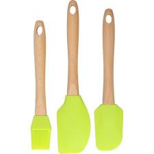 LOT DE 3PCES SPATULES SILICONE VERT BOIS