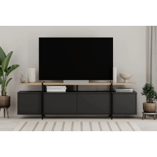 MEUBLE TV HINOA 4P CHENE-PIEDS EN METAL-SILKY NOIR - 17082