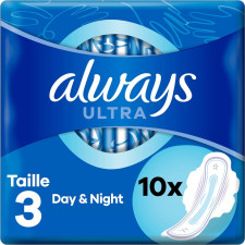 SERVIETTES HYGIENIQUES ALWAYS ULTRA JOUR & NUIT 10 UNITÉS