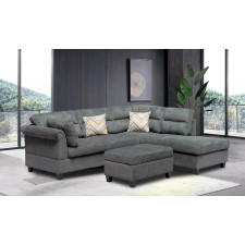CANAPE D'ANGLE KM107 AVEC OTTOMAN GRIS