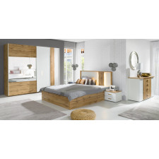 CHAMBRE COMPLETE WOOD 2.5 PLACES BLANCHE BOIS CLAIR