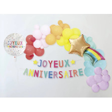 GUIRLANDE DE BALLONS ET BANNIERE JOYEUX ANNIVERSAIRE
