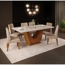 TABLE A MANGER AVEC 6 CHAISES FLORA 24596.222 BEIGE