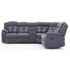 CANAPE D'ANGLE 2 RELAX R1016A  EN MICROFIBRE GRIS ANTHRACITE ET BEIGE