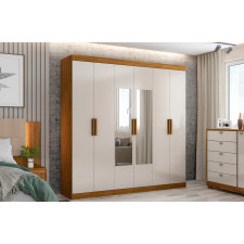 ARMOIRE MARQUEZ 27169.252 4 PORTES BLANC ET IMITATION CHENE FONCE