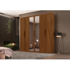 ARMOIRE ESPLENDOR 23846-213 6 PORTES AVEC MIROIR IMITATION BOIS FONCE