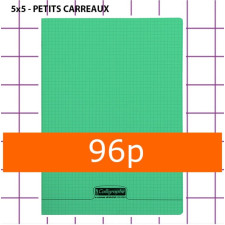 CAHIER PETITS CARREAUX 96 PAGES 240X320 POLYPRO VERT CALLIGRAPHE