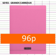 CAHIER GRANDS CARREAUX 96 PAGES 240X320 POLYPRO ROSE CALLIGRAPHE