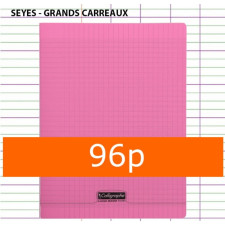 CAHIER GRANDS CARREAUX 96 PAGES 170X220 POLYPRO ROSE CALLIGRAPHE