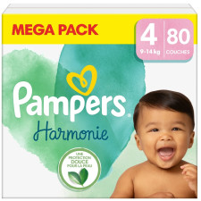 COUCHES PAMPERS HARMONIE T4 MEGA PACK PAR 80 9-14KG