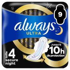 SERVIETTES HYGIENIQUES ALWAYS ULTRA SECURE NIGHT4 PAR 9