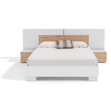 LIT ZYTA 160X200CM BOIS CLAIR -BLANC
