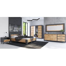 CHAMBRE A COUCHER WIVA ARTISAN 160X200CM BOIS -ANTHRACITE