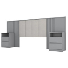 TETE DE LIT D610-532 AVEC 2 CHEVETS 2625X1200 GRISE