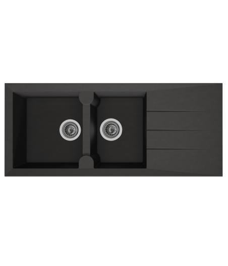 EVIER ENCASTRABLE ALINEO-MMC 2 BACS - NOIR PAILLETE